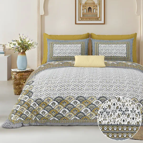 Gray_And_Yellow_Cotton_Feel_Printed_Bedding_Set_108_X_108_Inch