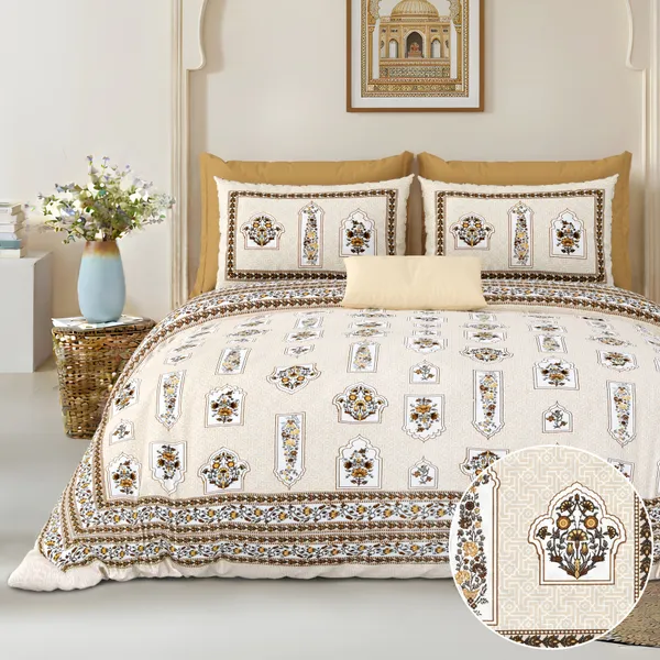 Beige__Cotton_Feel_Printed_Bedding_Set_108_X_108_Inch