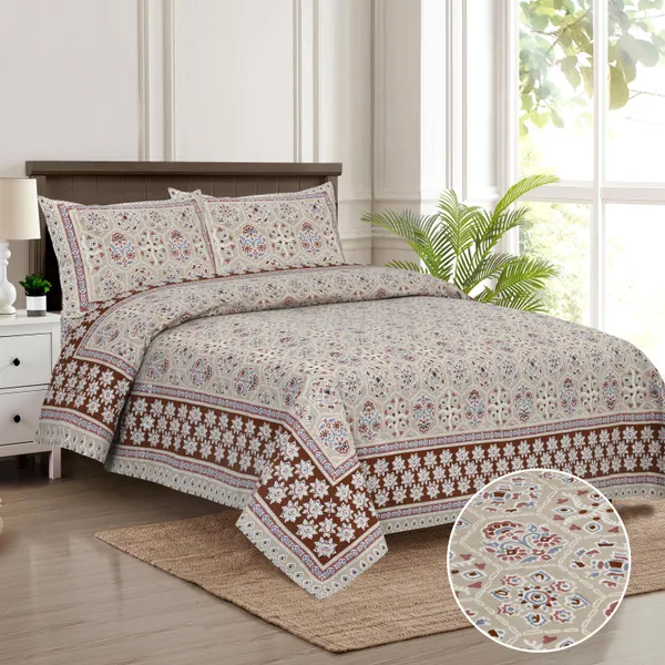Maroon_Cotton_Feel_Printed_Bedding_Set_100_X_108_Inch