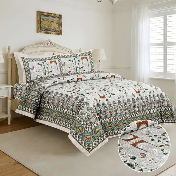 Green_And_White_Cotton_Feel_Printed_Bedding_Set_108_X_108_Inch