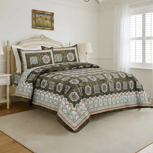 Green_Cotton_Feel_Floral_Printed_Bedsheet_108_X_108_Inch