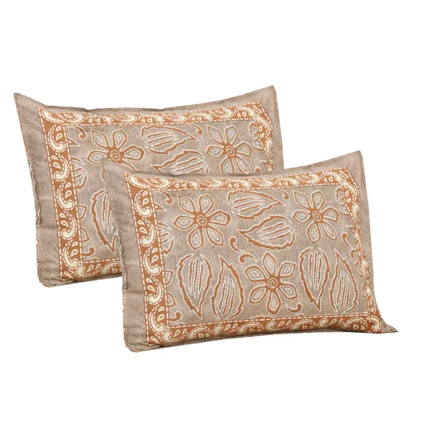 Beige_And_Brown_Cotton_Feel_Floral_Embroidery_Bedsheet_100_X_108_Inch