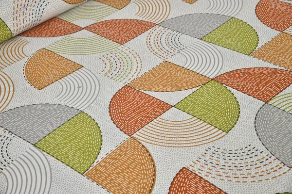 Green_And_Orange_Cotton_Feel_Geometric_Print_Bedsheet_100_X_108_Inch