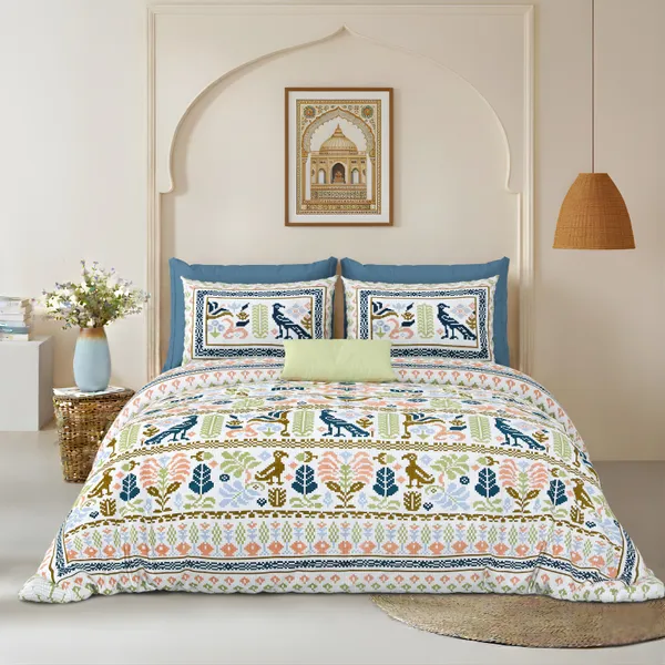 Blue_Cotton_Feel_Floral_Embroidery_Pillow_Cover_100_X_108_Inch