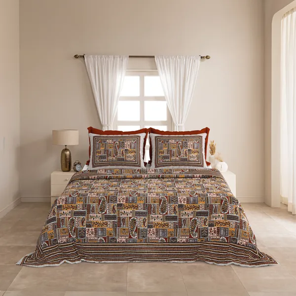 Brown_And_Mustard_Cotton_Feel_Printed_Bedding_Set_100_X_108_Inch