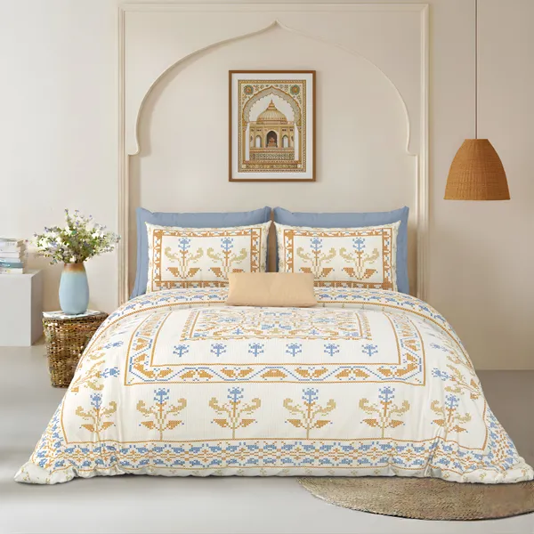 Green_And_Blue_Cotton_Feel_Floral_Embroidery_Bedding_Set_100_X_108_Inch