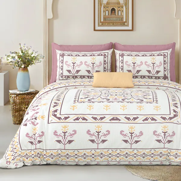 Pink__Cotton_Feel_Floral_Embroidery_Bedding_Set_100_X_108_Inch