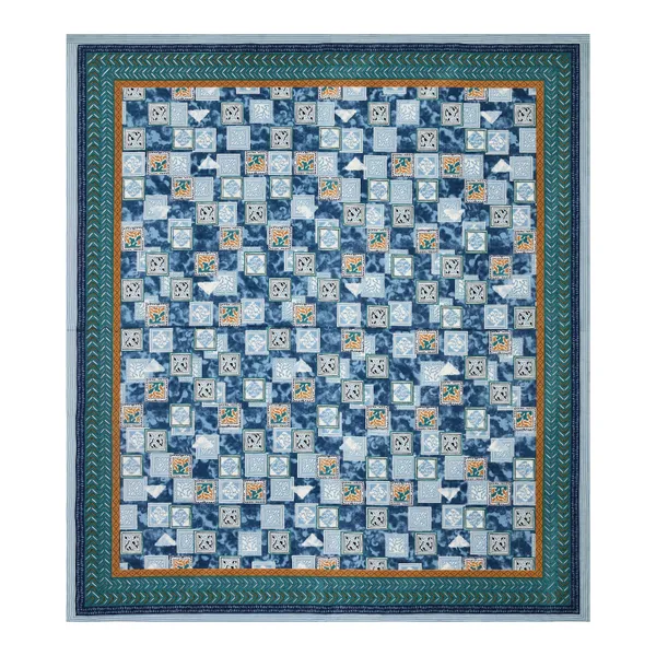 Blue_Cotton_Feel_Patchwork_Bedsheet_100_X_108_Inch