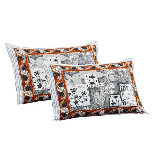 Blue_And_Orange_Cotton_Feel_Printed_Bedding_Set_108_X_108_Inch