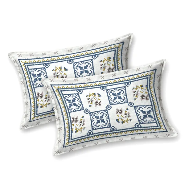 Light_Blue_Cotton_Feel_Mosaic_Print_Bedding_Set_100_X_108_Inch