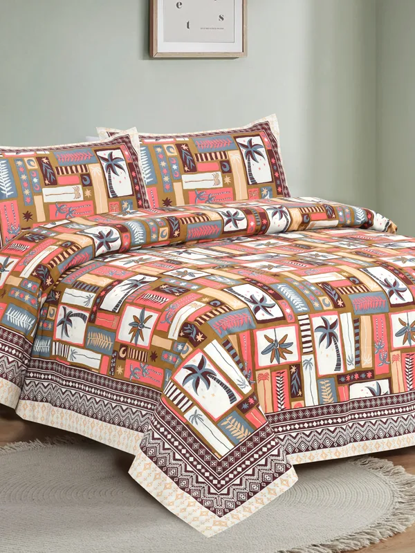 Pink__Cotton_Feel_Geometric_Print_Bedding_Set_108_X_108_Inch