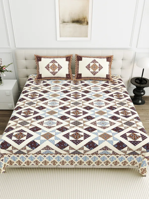 Red_And_Green__Cotton_Feel_Geometric_Print_Bedding_Set_95_X_108_Inch