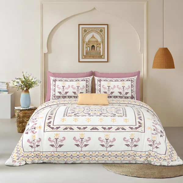 Pink__Cotton_Feel_Floral_Embroidery_Bedding_Set_100_X_108_Inch