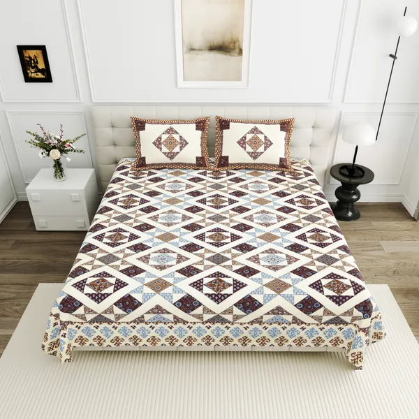 Red_And_Green__Cotton_Feel_Geometric_Print_Bedding_Set_95_X_108_Inch