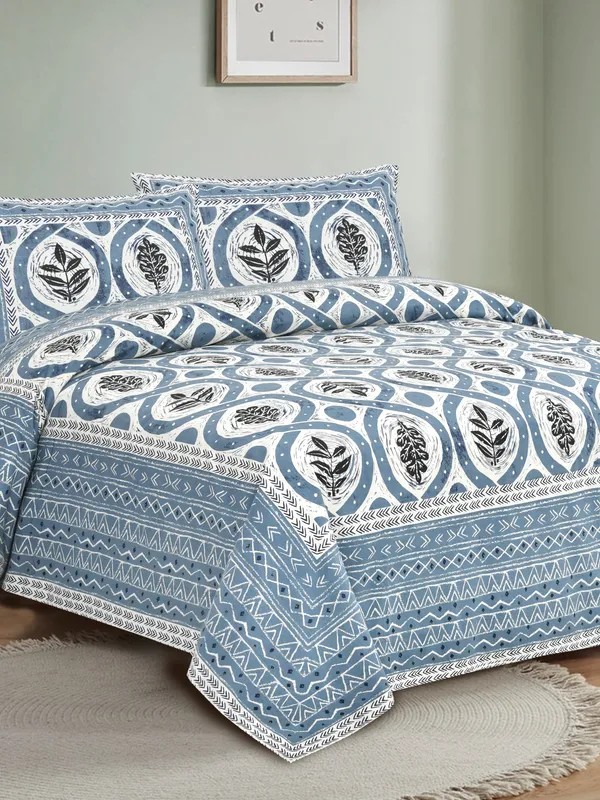 Blue_Cotton_Feel_Floral_Printed_Bedding_Set_108_X_108_Inch
