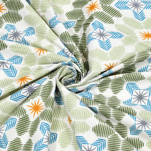 Light_Green_And_Rust_Cotton_Feel_Geometric_Print_Bedsheet_100_X_108_Inch