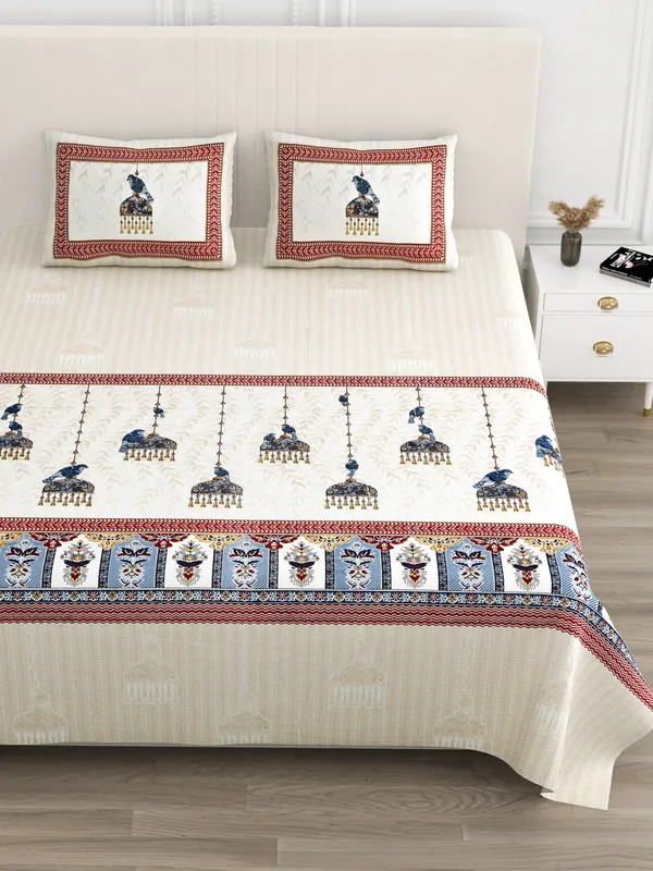 Blue_And_Red_Cotton_Feel_Floral_Printed_Bedding_Set_100_X_108_Inch