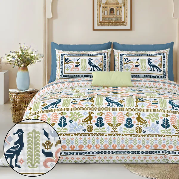 Blue_Cotton_Feel_Floral_Embroidery_Pillow_Cover_100_X_108_Inch