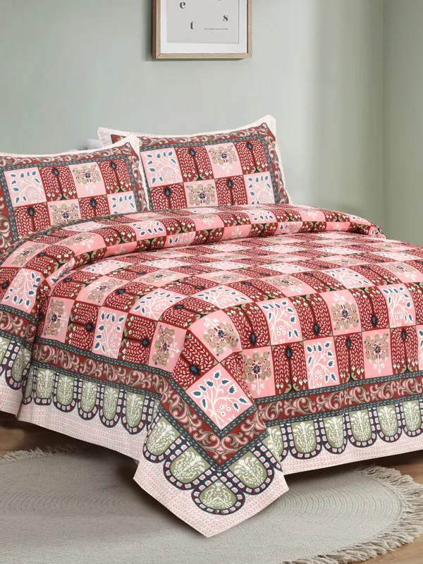 Pink__Cotton_Feel_Geometric_Print_Bedding_Set_108_X_108_Inch