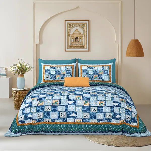 Blue_Cotton_Feel_Patchwork_Bedsheet_100_X_108_Inch