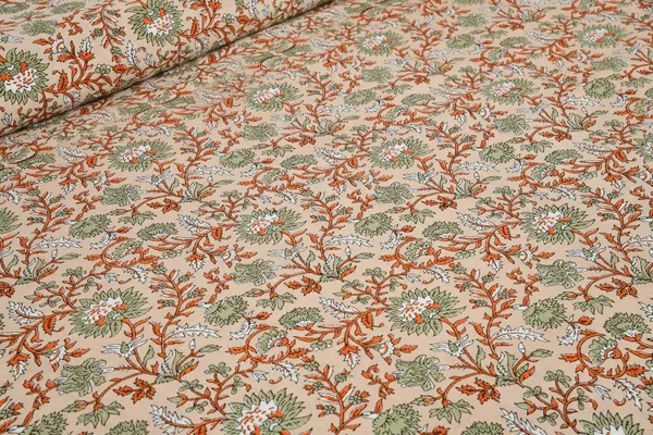 Beige_And_Orange_Cotton_Feel_Printed_Bedsheet_108_X_108_Inch