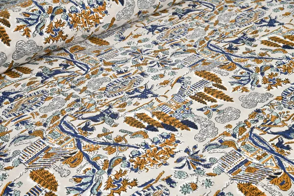 Blue_And_Mustard_Cotton_Feel_Printed_Pillow_Cover_100_X_108_Inch