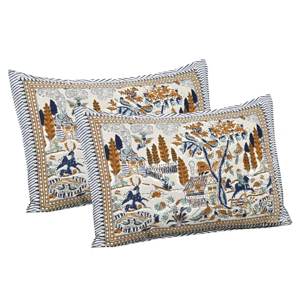 Blue_And_Mustard_Cotton_Feel_Printed_Pillow_Cover_100_X_108_Inch