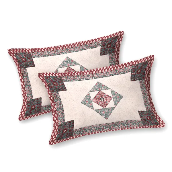Pink_And_Red_Cotton_Feel_Geometric_Print_Bedding_Set_95_X_108_Inch