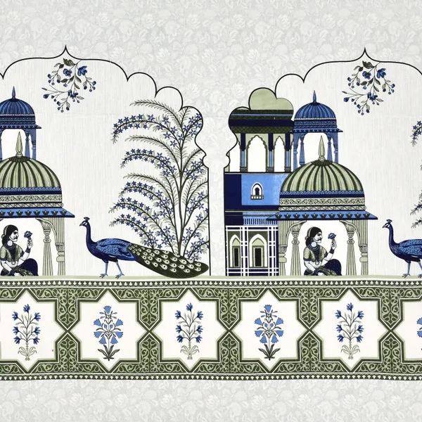 Blue_And_Green_Cotton_Feel_Printed_Bedding_Set_100_X_108_Inch