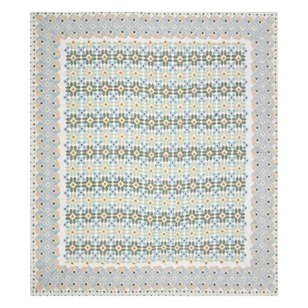 Light_Green_And_Rust_Cotton_Feel_Geometric_Print_Bedsheet_100_X_108_Inch