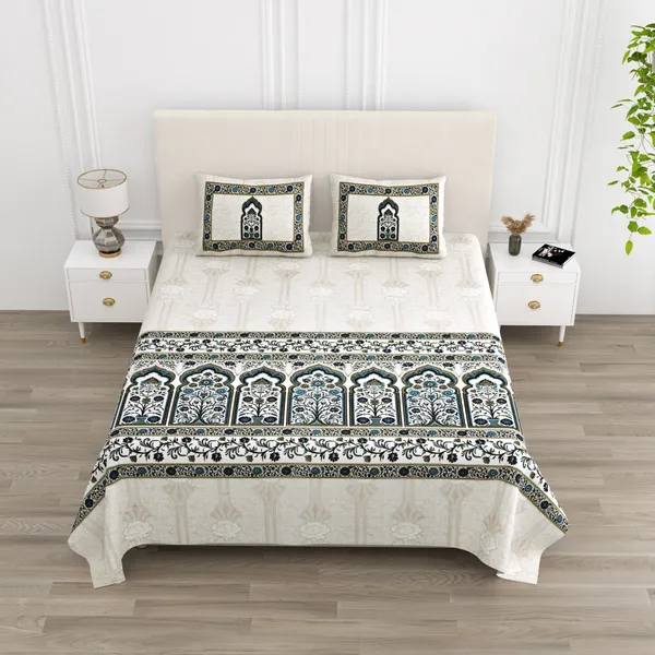 Dark_Blue_Cotton_Feel_Floral_Printed_Bedding_Set_100_X_108_Inch