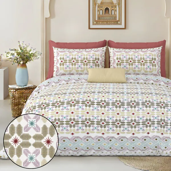 Maroon_Cotton_Feel_Geometric_Print_Bedding_Set_100_X_108_Inch