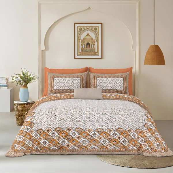 Orange_Cotton_Feel_Printed_Bedding_Set_108_X_108_Inch