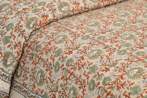 Beige_And_Orange_Cotton_Feel_Printed_Bedsheet_108_X_108_Inch