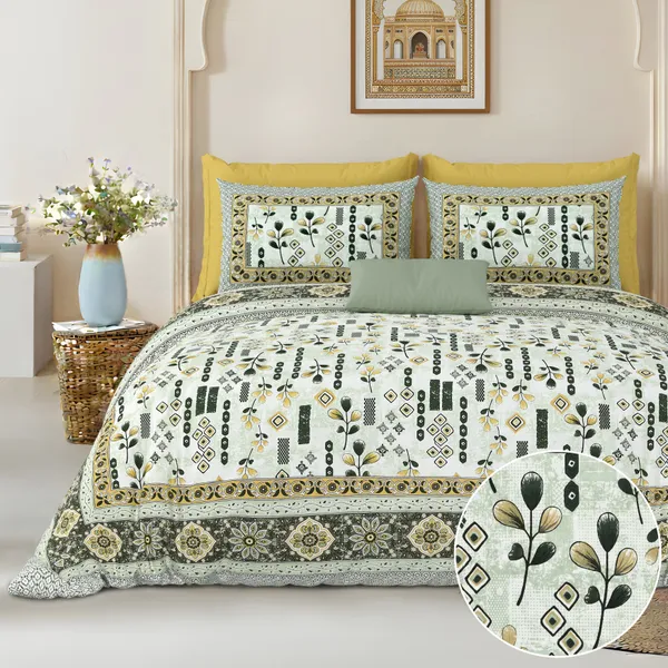 Green_And_Yellow_Cotton_Feel_Geometric_Print_Bedding_Set_108_X_108_Inch