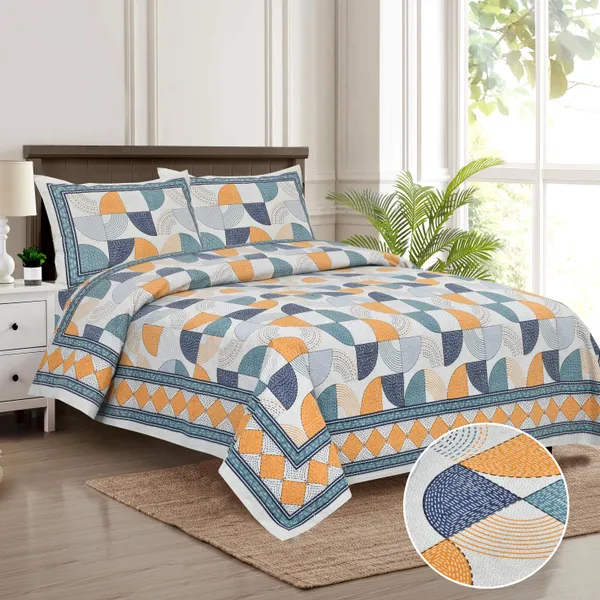 Blue_And_Yellow_Cotton_Feel_Geometric_Print_Bedsheet_100_X_108_Inch