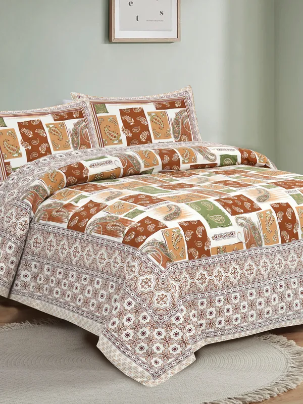 Red_And_Rust__Cotton_Feel_Printed_Bedsheet_108_X_108_Inch