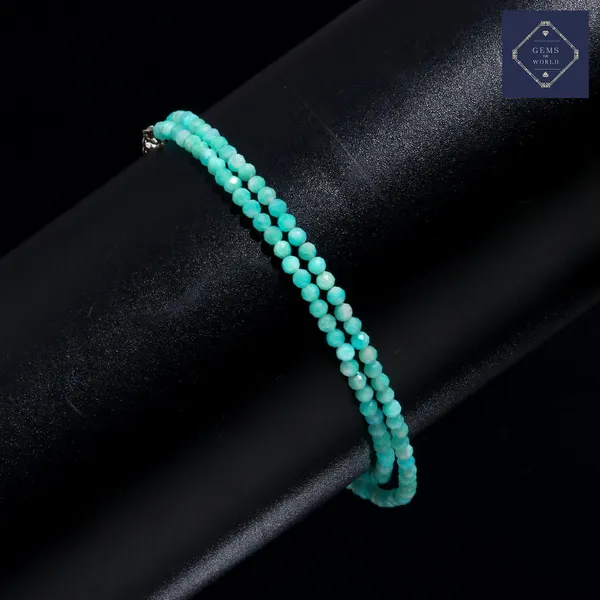 Turquoise_Beaded_Double_Strand_Bracelet_With_Silver_Chain_Clasp