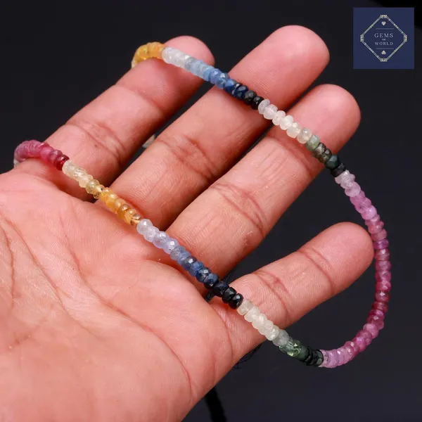 Multicolor_Sapphire_Beaded_Necklace_With_Silver_Chain_Closure