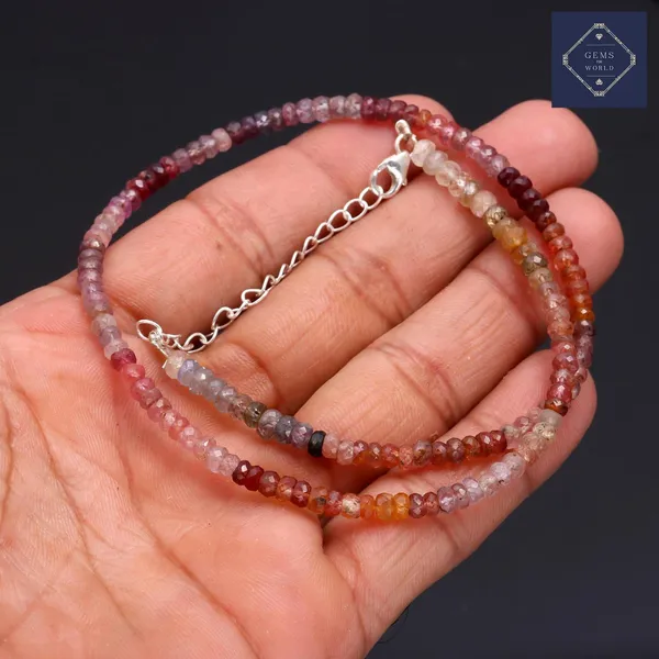 Multicolor_Spinel_Gemstone_Beaded_Bracelet_With_Adjustable_Sterling_Silver_Chain