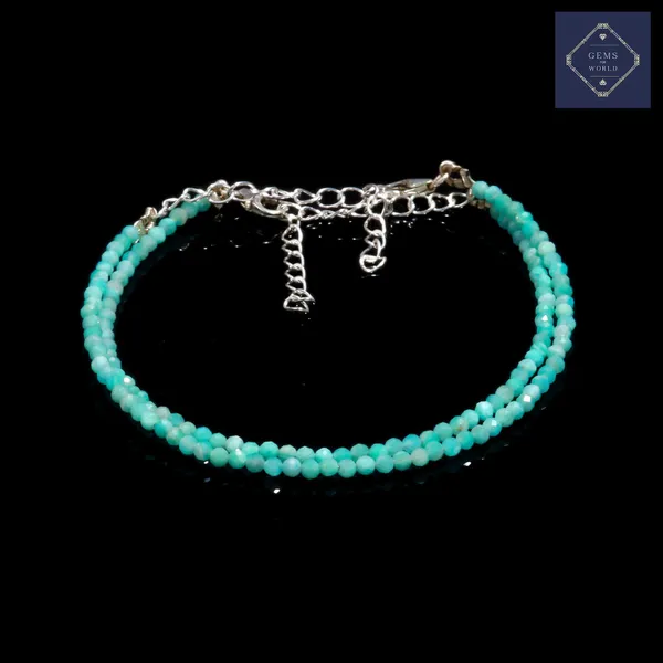 Turquoise_Beaded_Double_Strand_Bracelet_With_Silver_Chain_Clasp