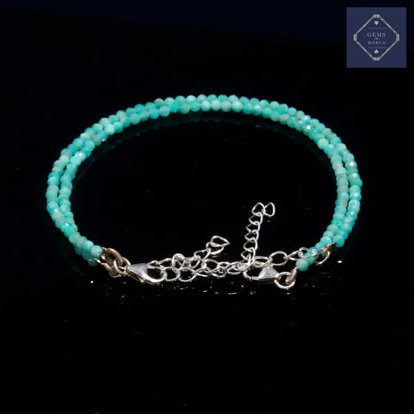 Turquoise_Beaded_Double_Strand_Bracelet_With_Silver_Chain_Clasp