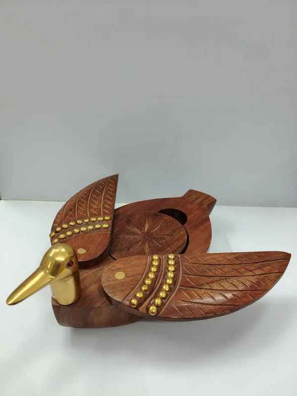Wooden_Brass_Accent_Duck_Decorative_Showpiece