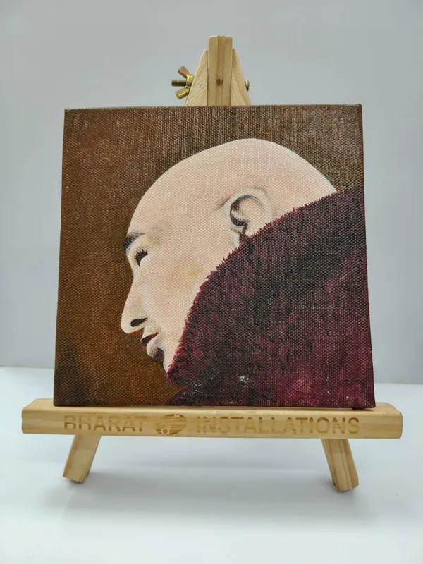 Canvas_Minimalist_Monk_Portrait_Painting_With_Wooden_Easel_Stand