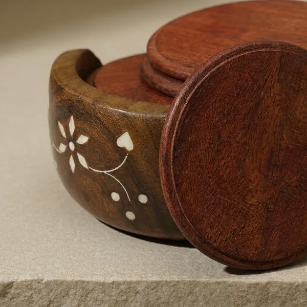 Wooden_Floral_Inlay_Coaster_Set