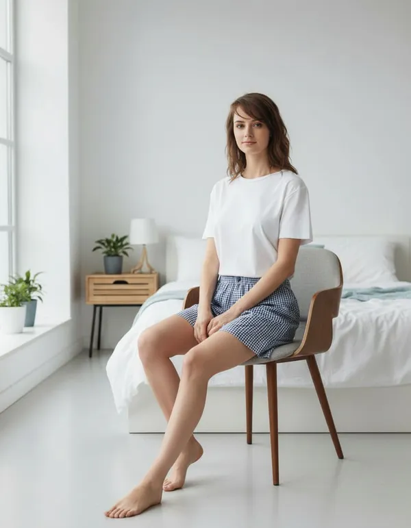 Blue_Meadow_White_Cotton_Checkered_Relaxed_Pajama_Shorts_Set