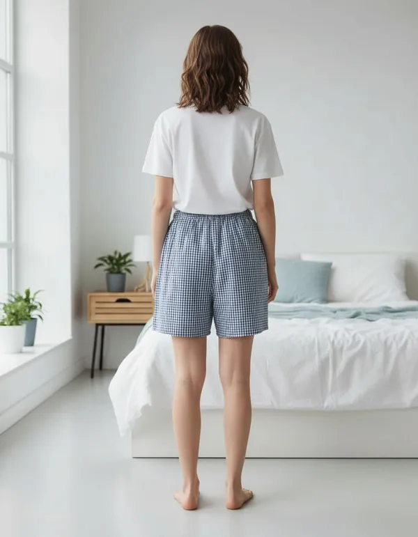 Blue_Meadow_White_Cotton_Checkered_Relaxed_Pajama_Shorts_Set
