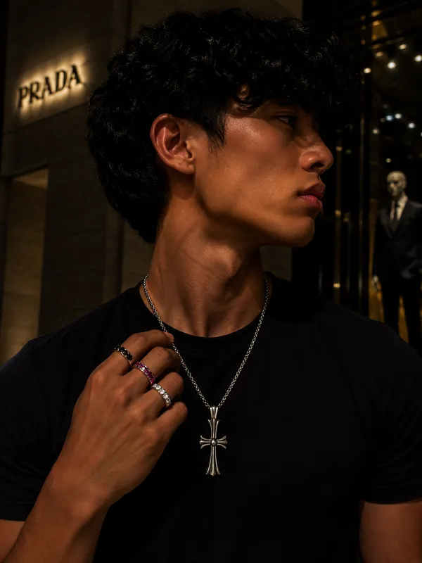 Silver_Titanium_Steel_Cross_Pendant_With_Chain_For_Men