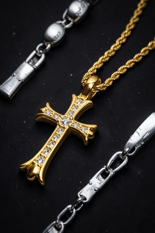 Gold_Cross_Iced_Chain_Pendant_For_Men