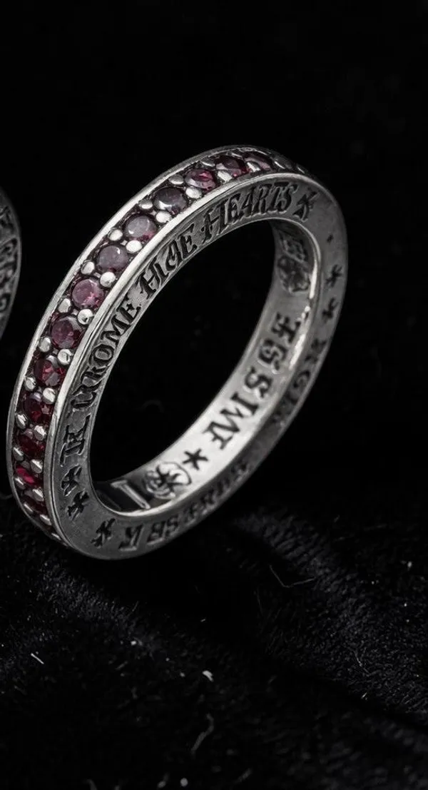 Silver_Titanium_Steel_Red_Stone_Iced_Ring_For_Men